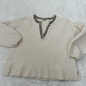 Madewell Women Ivory Wool Pullover Sweater M Cottage Core Preppy Minimalist